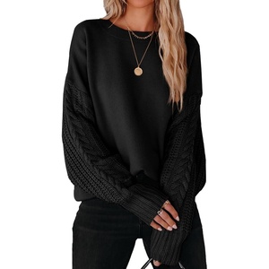 image:imageZESICA 2026 Fall Sweaters for Women Cable Knit Oversized OutfitsBlack