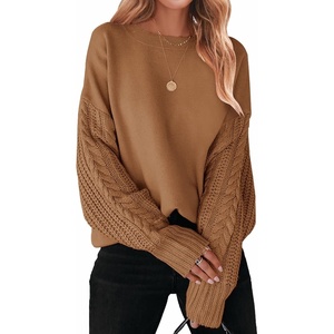 image:imageZESICA 2026 Fall Sweaters for Women Cable Knit Oversized OutfitsCamel