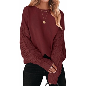 image:imageZESICA 2026 Fall Sweaters for Women Cable Knit Oversized OutfitsWine