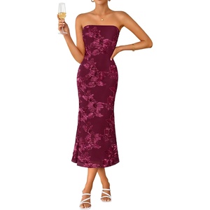image:imageZESICA 2026 Summer Strapless Floral Cocktail Wedding Guest Dress for WomenWine