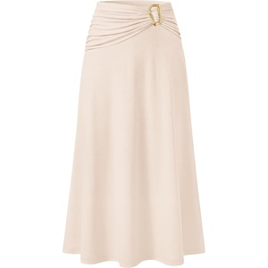 image:imageZESICA Fall High Waist ALine Knit Maxi Skirts for WomenApricot