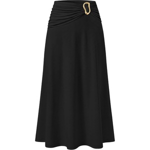 image:imageZESICA Fall High Waist ALine Knit Maxi Skirts for WomenBlack