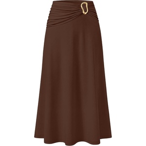 image:imageZESICA Fall High Waist ALine Knit Maxi Skirts for WomenCoffee