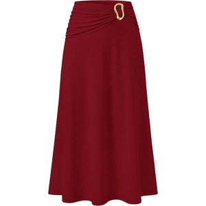 image:imageZESICA Fall High Waist ALine Knit Maxi Skirts for WomenWine