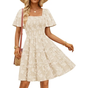 image:imageZESICA Womens 2026 Summer Boho Floral Flowy Mini DressesApricot