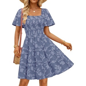 image:imageZESICA Womens 2026 Summer Boho Floral Flowy Mini DressesDusty Blue