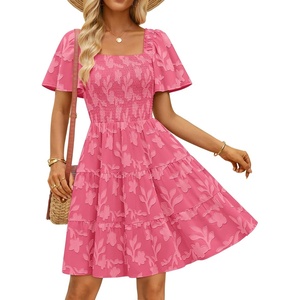 image:imageZESICA Womens 2026 Summer Boho Floral Flowy Mini DressesHot Pink