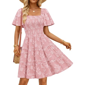 image:imageZESICA Womens 2026 Summer Boho Floral Flowy Mini DressesPink