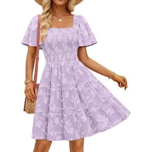 image:imageZESICA Womens 2026 Summer Boho Floral Flowy Mini DressesPurple