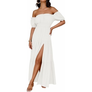 image:imageZESICA Womens 2026 Summer Off Shoulder Boho Maxi DressWhite