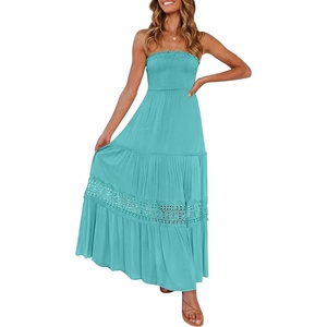 image:imageZESICA Womens 2026 Summer Strapless Boho Beach Vacation Maxi DressesAqua