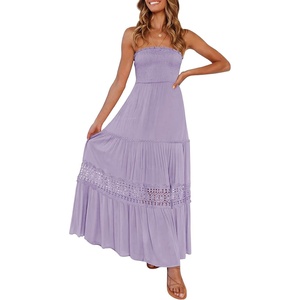 image:imageZESICA Womens 2026 Summer Strapless Boho Beach Vacation Maxi DressesPurple