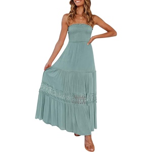 image:imageZESICA Womens 2026 Summer Strapless Boho Beach Vacation Maxi DressesSage