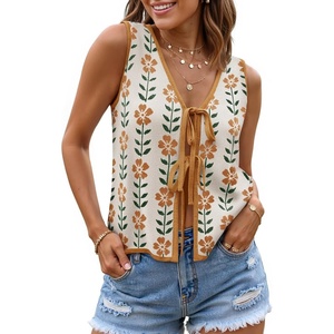 image:imageZESICA Womens 2026 Summer Tie Front Sweater Vest TopWhite