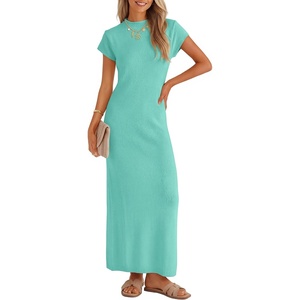 image:imageZESICA Womens Bodycon Knit Short Sleeve Sweater Maxi DressSage