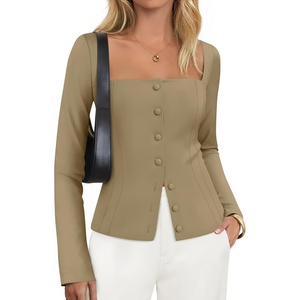 image:imageZESICA Womens Business Casual Fitted Blazers Office OutfitsKhaki