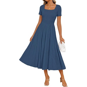 image:imageZESICA Womens Elegant Pleated Wedding Guest Midi Sweater DressDusty Blue