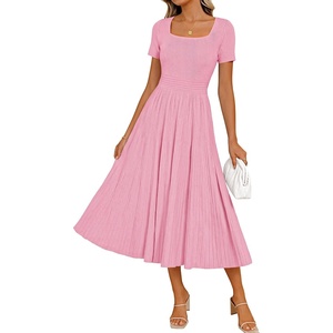 image:imageZESICA Womens Elegant Pleated Wedding Guest Midi Sweater DressPink
