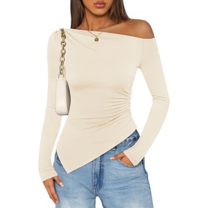 image:imageZESICA Womens Off The Shoulder Asymmetrical Going Out TopsApricot