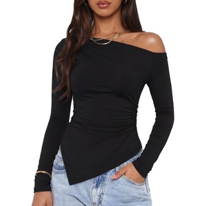 image:imageZESICA Womens Off The Shoulder Asymmetrical Going Out TopsBlack