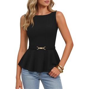 image:imageZESICA Womens Sleeveless Business Casual Peplum Tank TopsBlack