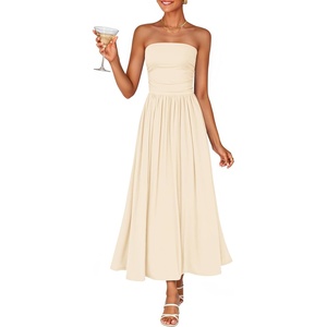 image:imageZESICA Womens Strapless Formal Wedding Guest Midi SundressApricot