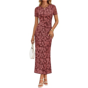 image:imageZESICA Womens Summer Bodycon Wedding Guest Midi DressesWine