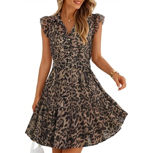 image:imageZESICA Womens Summer Floral Chiffon Beach Mini DressLeopard