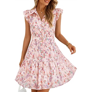 image:imageZESICA Womens Summer Floral Chiffon Beach Mini DressLightpink
