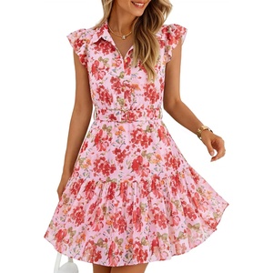 image:imageZESICA Womens Summer Floral Chiffon Beach Mini DressPink