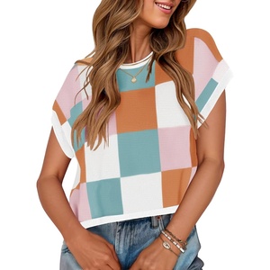 image:imageZESICA Womens Summer Floral Print Short Sleeve Knit Sweater VestWhitepink