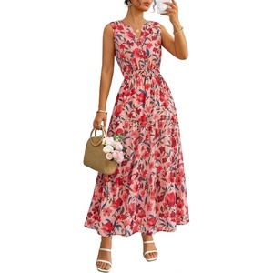 image:imageZESICA Womens Summer Floral Sleeveless V Neck Maxi SundressPink