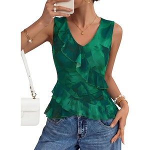 image:imageZESICA Womens Summer Going Out Tops Sleeveless V Neck Floral Y2K ShirtsGreen