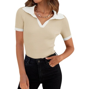 image:imageZESICA Womens Summer Short Sleeve T Shirts Work Office TopsApricot