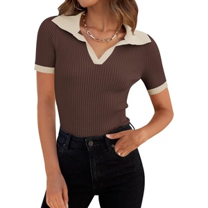image:imageZESICA Womens Summer Short Sleeve T Shirts Work Office TopsCoffee