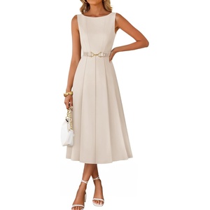 image:imageZESICA Womens Summer Sleeveless 2026 Formal Cocktail Party Midi DressesApricot