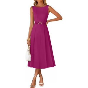 image:imageZESICA Womens Summer Sleeveless 2026 Formal Cocktail Party Midi DressesFuchsia