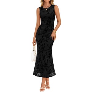 image:imageZESICA Womens Summer Sleeveless Floral Bodycon Wedding Guest DressesBlack