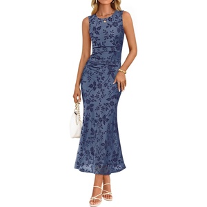 image:imageZESICA Womens Summer Sleeveless Floral Bodycon Wedding Guest DressesDustyblue