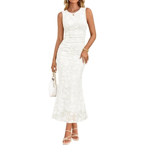 image:imageZESICA Womens Summer Sleeveless Floral Bodycon Wedding Guest DressesIvory