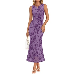 image:imageZESICA Womens Summer Sleeveless Floral Bodycon Wedding Guest DressesPurple