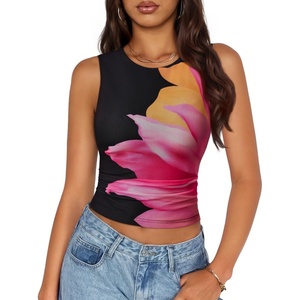image:imageZESICA Womens Summer Sleeveless Floral Mesh Y2K Going Out Tank TopsBlack