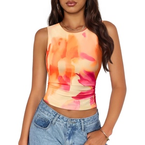 image:imageZESICA Womens Summer Sleeveless Floral Mesh Y2K Going Out Tank TopsOrange