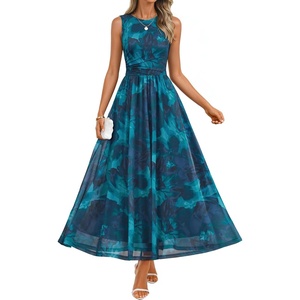 image:imageZESICA Womens Summer Sleeveless Floral Wedding Guest Maxi DressDarkblue