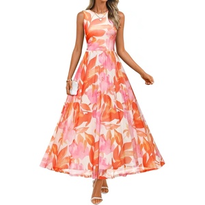 image:imageZESICA Womens Summer Sleeveless Floral Wedding Guest Maxi DressOrange