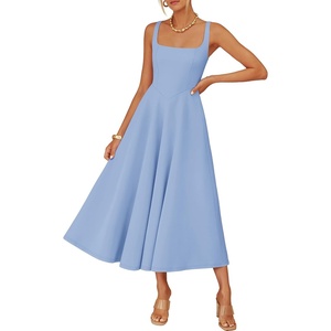 image:imageZESICA Womens Summer Sleeveless Square Neck A Line Midi DressBlue