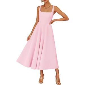 image:imageZESICA Womens Summer Sleeveless Square Neck A Line Midi DressPink
