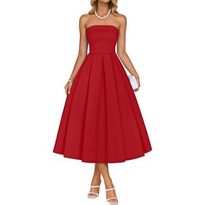 image:imageZESICA Womens Summer Strapless Cocktail Party DressesRed
