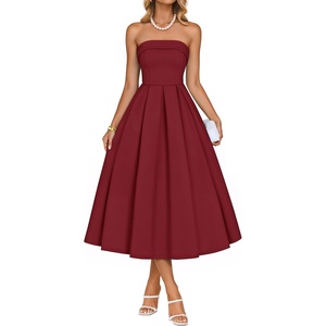 image:imageZESICA Womens Summer Strapless Cocktail Party DressesWine