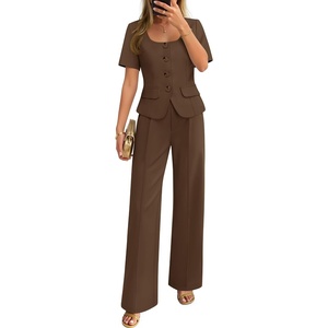 image:imageZESICA Womens Two Pieces Suits Set Business Casual OutfitsBrown
